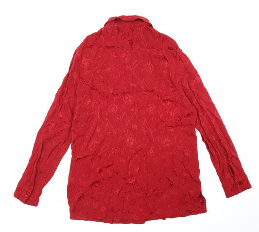Womens UK Size 14 Wallis Red Basic Button-Up