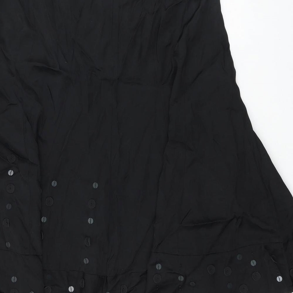 Per Una Womens Black Viscose Swing Skirt Size 12 Zip