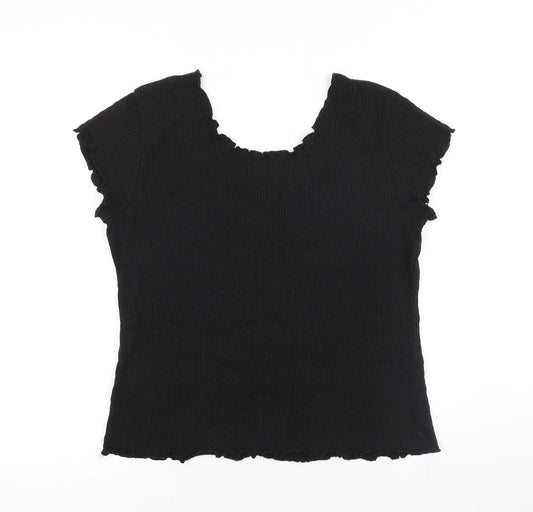 Womens UK Size L Mackays Black Basic T-Shirt