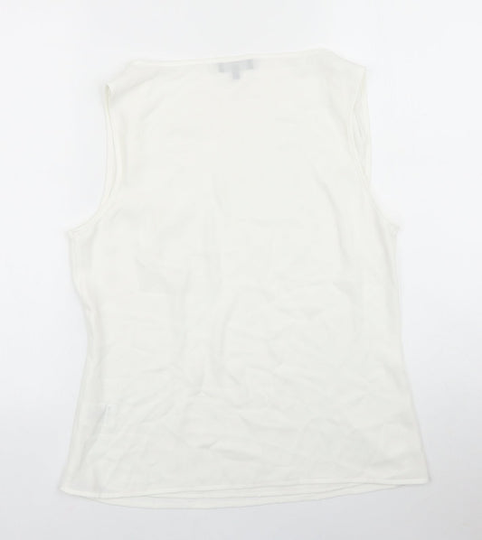 Papaya Womens Ivory Polyester Basic Tank Size 12 Cowl Neck