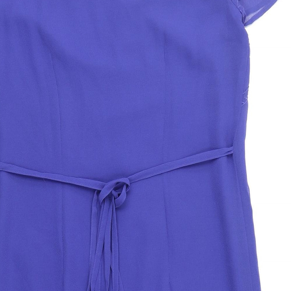 Per Una Womens Blue Polyester T-Shirt Dress Size 12 Boat Neck Pullover