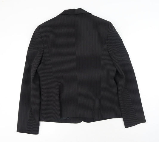 Papaya Womens Black Striped Polyester Jacket Blazer Size 16