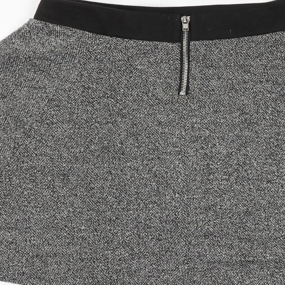 H&M Womens Grey Polyester Skater Skirt Size XS Zip