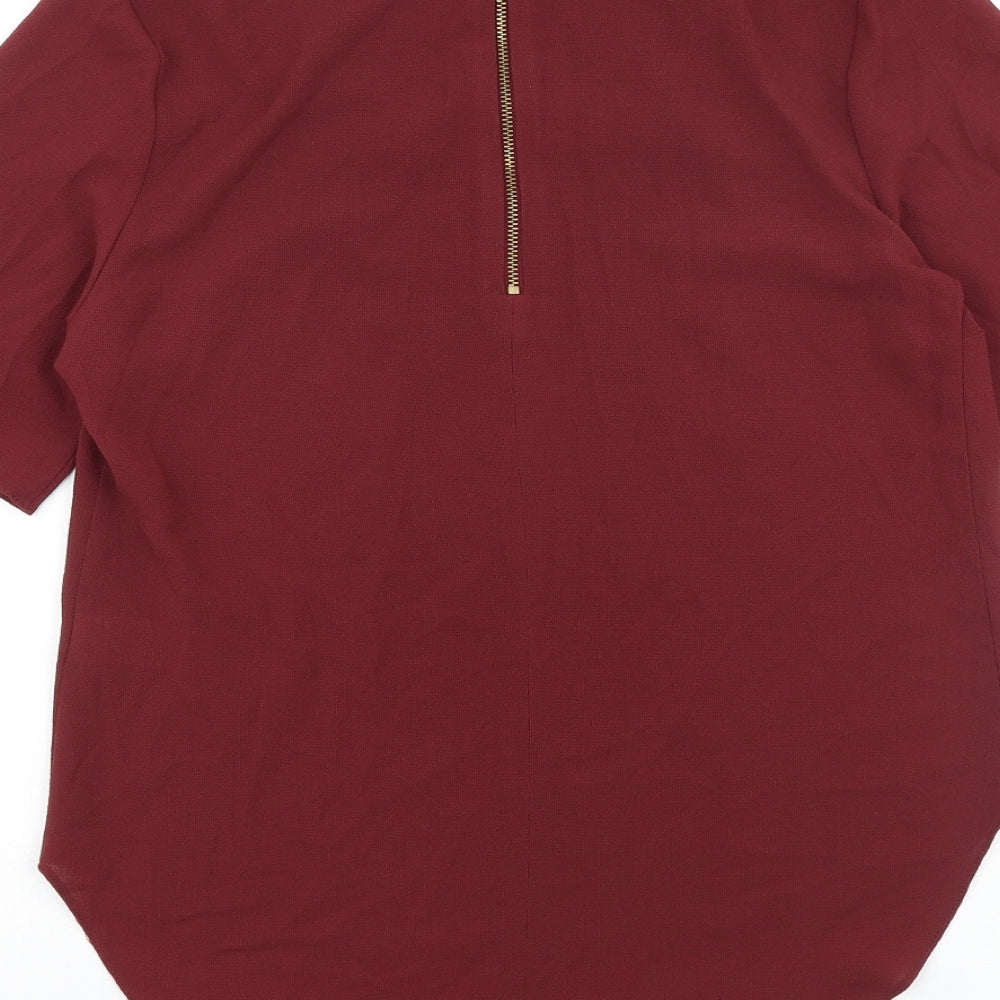 F&F Womens Red Polyester Basic Blouse Size 8 Boat Neck