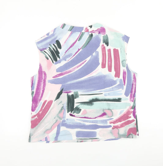 SheIn Womens Multicoloured Geometric Polyester Basic Blouse Size L V-Neck