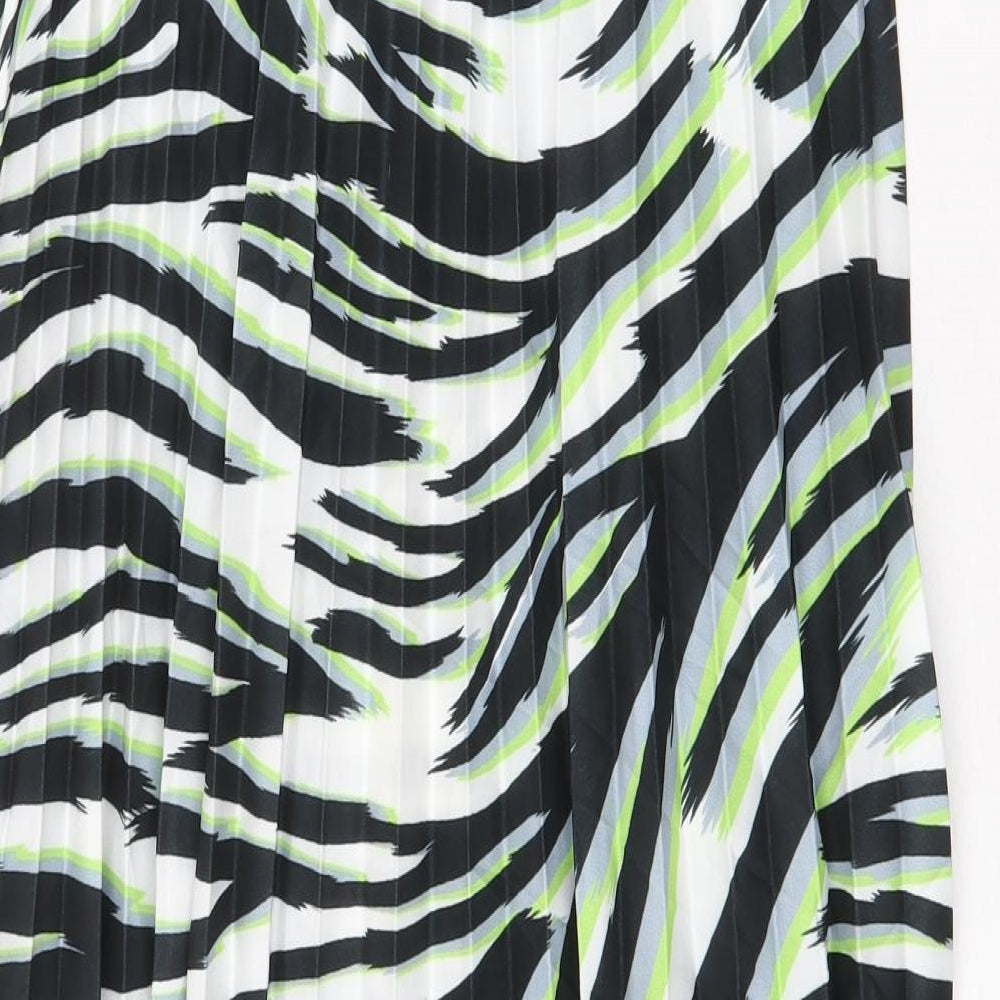 Sonder Studio Womens Multicoloured Animal Print Polyester Pleated Skirt Size 12 Zip - Zebra Pattern