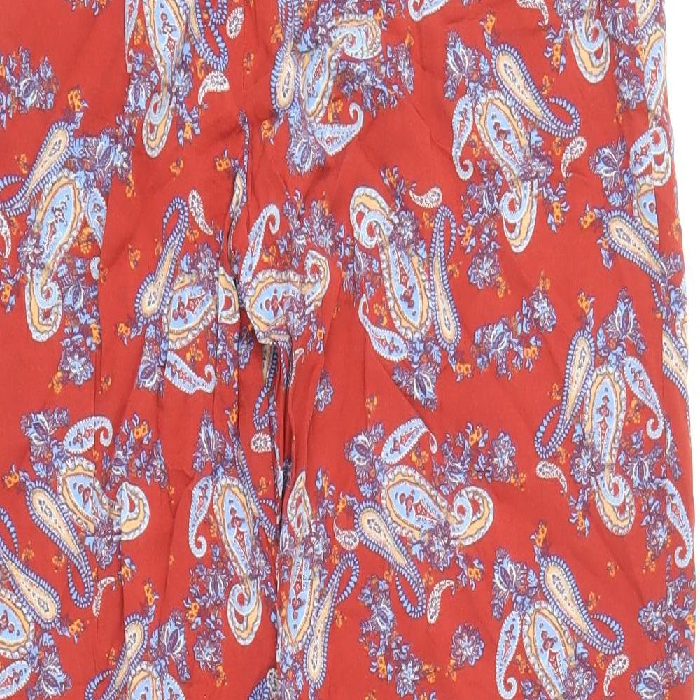 Vera Moda Womens Red Paisley Viscose Trousers Size S Regular