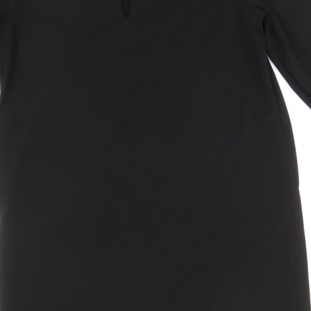 NEXT Womens Black Polyester Sheath Size 10 Boat Neck Button