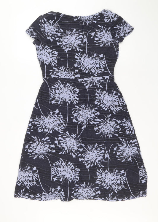 RJR.John Rocha Womens Purple Floral Polyester A-Line Size 10 Boat Neck Pullover