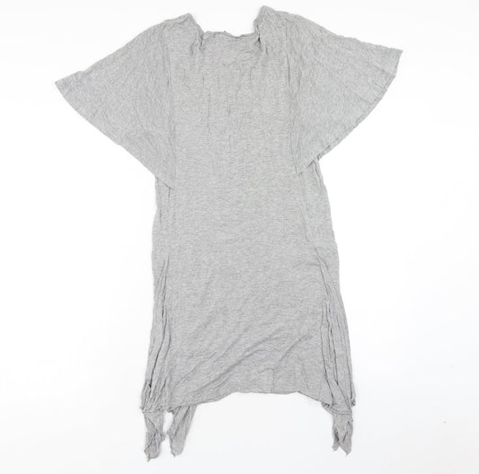 NEXT Womens Grey Viscose T-Shirt Dress Size 10 Scoop Neck Pullover - Volume Sleeves