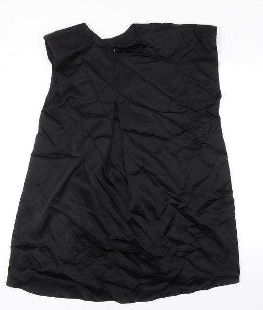 Zara Womens Black Viscose A-Line Size XS Off the Shoulder Zip - Shoulder Pads
