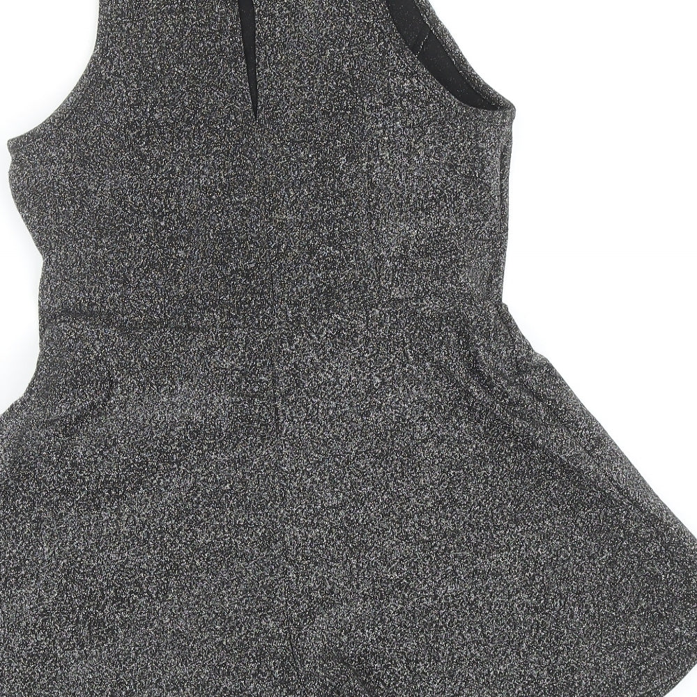 Topshop Womens Silver Polyester Playsuit One-Piece Size 10 Button