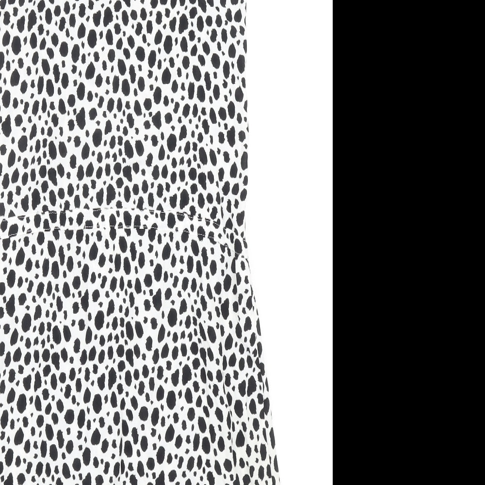 Target Collection Womens Black Geometric Viscose A-Line Size 10 V-Neck Button