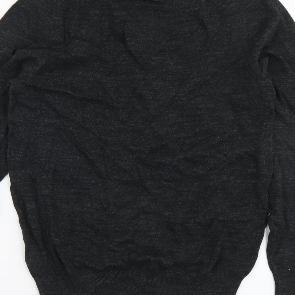 Marks and Spencer Mens Grey V-Neck Cotton Pullover Jumper Size S Long Sleeve