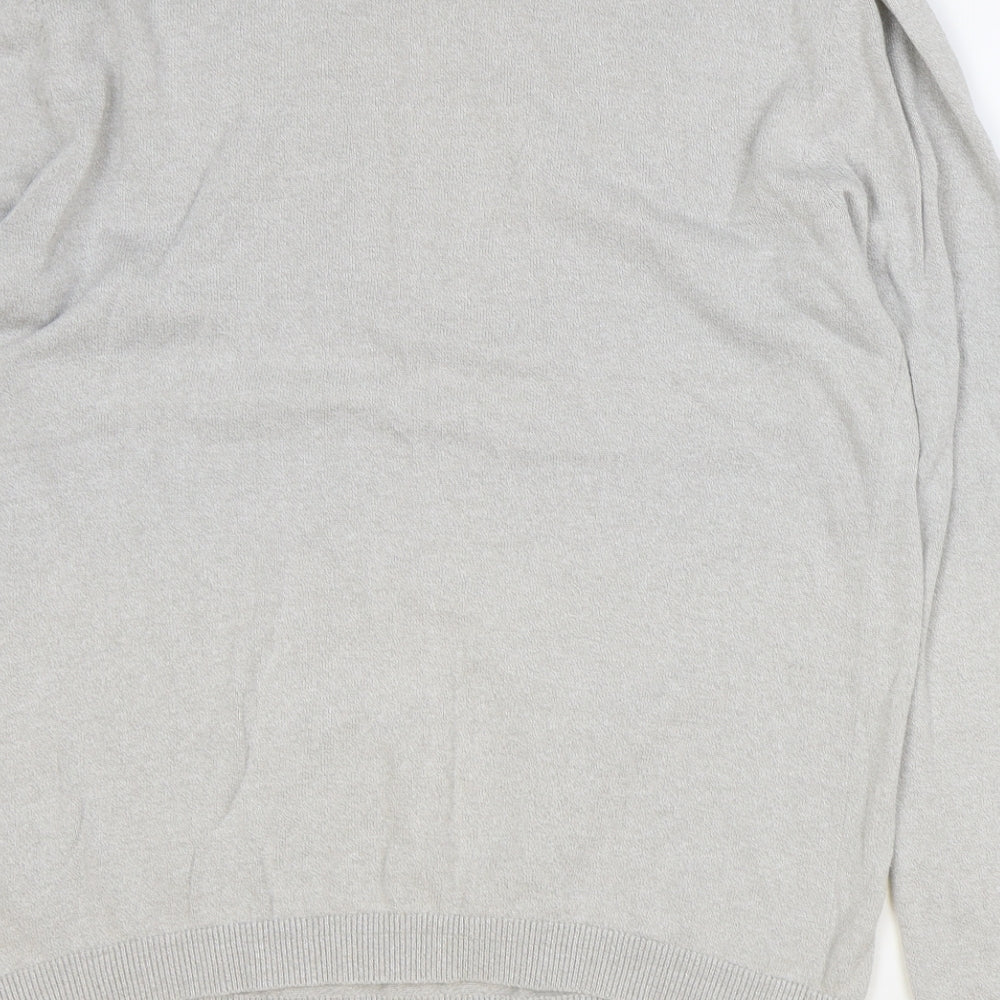 Topshop Mens Grey Round Neck Cotton Pullover Jumper Size S Long Sleeve
