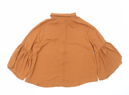 Womens UK Size M Love Brown Basic Button-Up