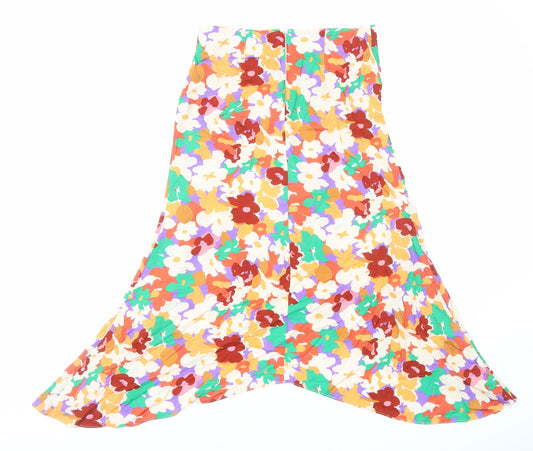 ASOS Womens Multicoloured Floral Viscose Flare Skirt Size 10 Zip