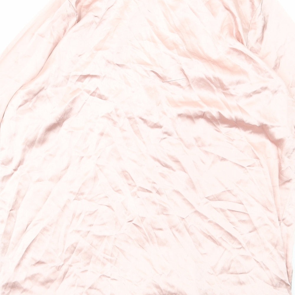 Nasty Gal Womens Pink Polyester Basic Button-Up Size 8 Collared