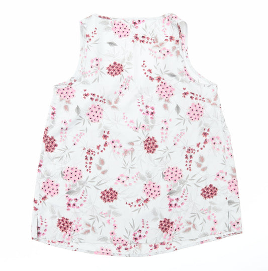 Anthology Womens Grey Floral Polyester Basic Tank Size 10 Scoop Neck