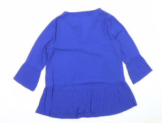 Capsule Womens Blue Polyester Basic Blouse Size 14 V-Neck