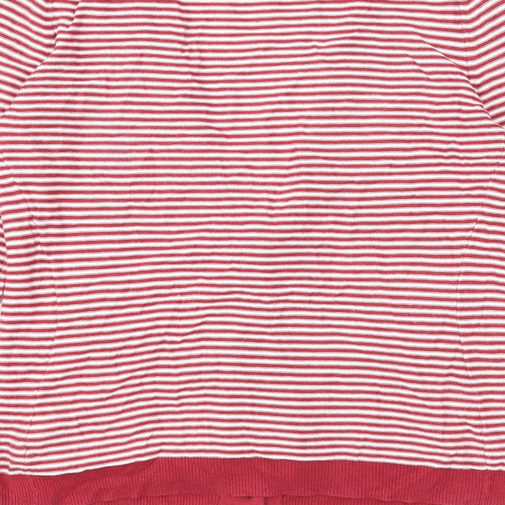 Gap Womens Red V-Neck Striped Cotton Cardigan Jumper Size S