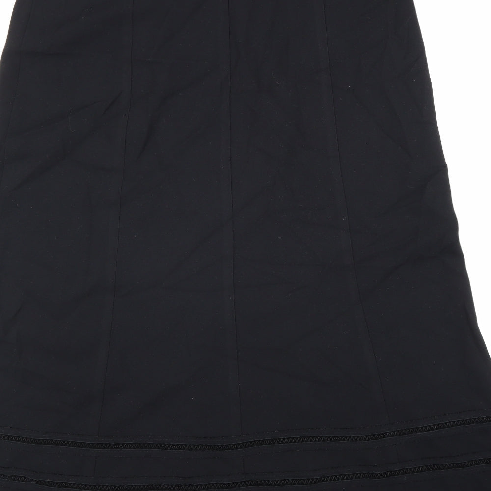 Marks and Spencer Womens Black Polyester Swing Skirt Size 14 Hook & Loop