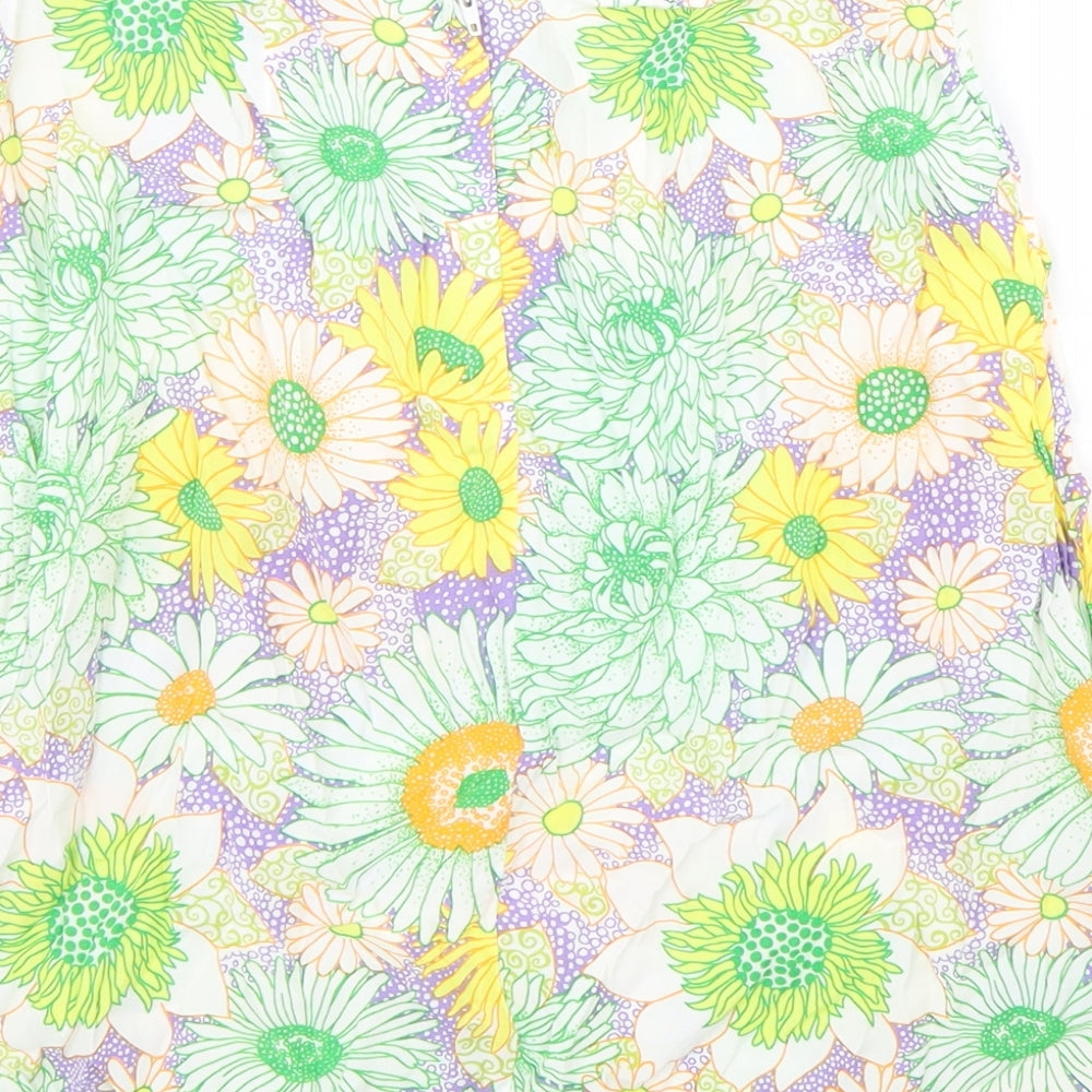 H&M Womens Multicoloured Floral Viscose Swing Skirt Size 6 Zip