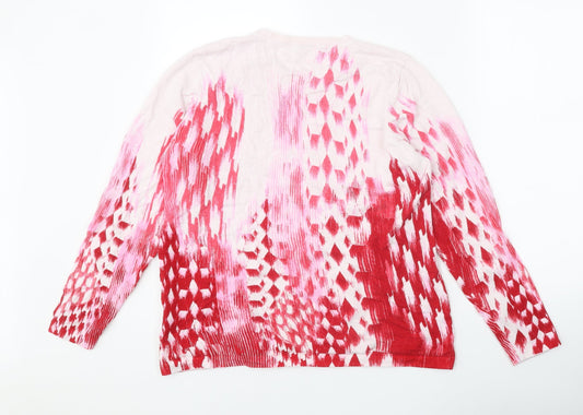 Gerard Womens Red Round Neck Geometric Viscose Pullover Jumper Size L