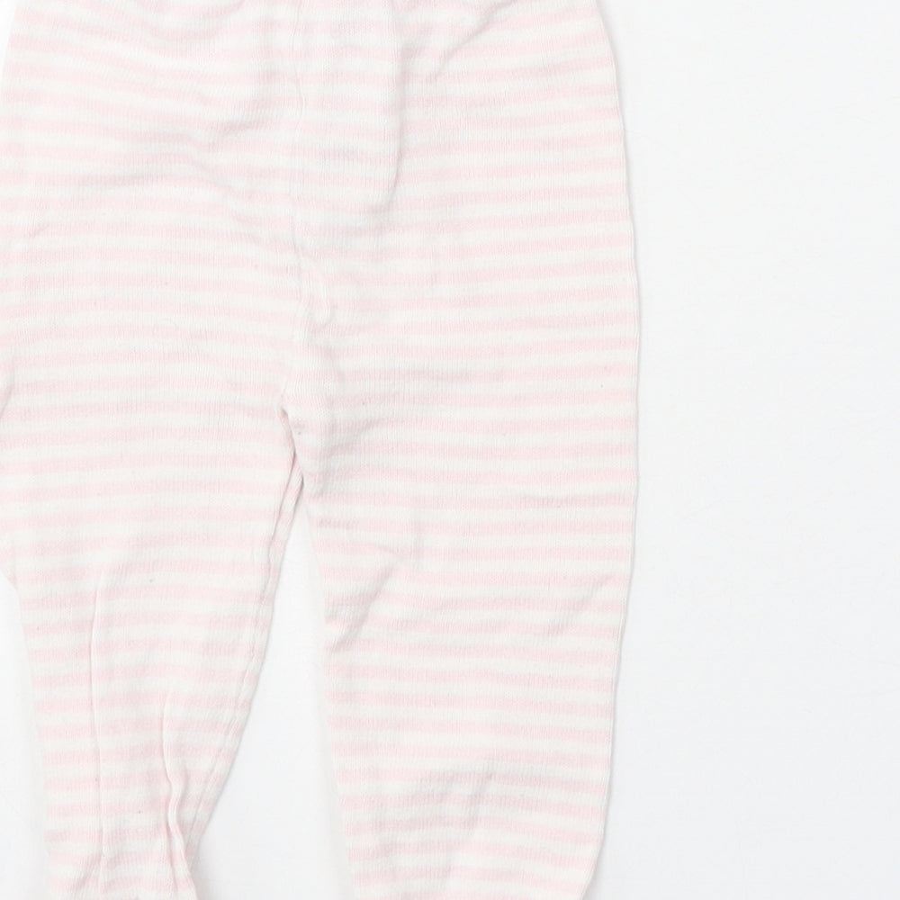 F&F Girls Pink Striped 100% Cotton Jogger Leggings Size 6-9 Months Pullover