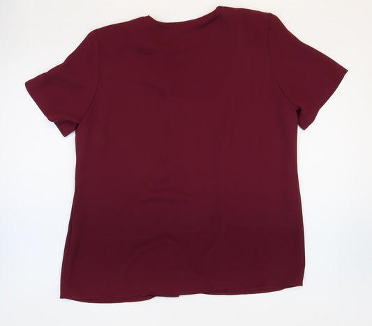 Berkertex Womens Purple Polyester Basic Blouse Size 16 V-Neck