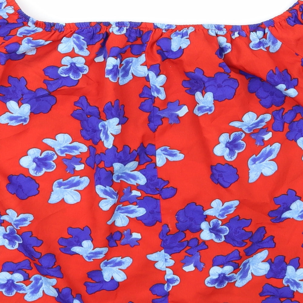 Primark Womens Red Floral Viscose Basic Blouse Size 14 Off the Shoulder