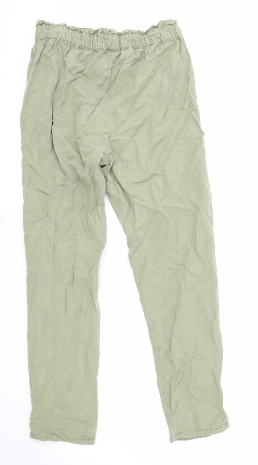 Womens UK Size 4 Promod Regular Fit Green Trousers