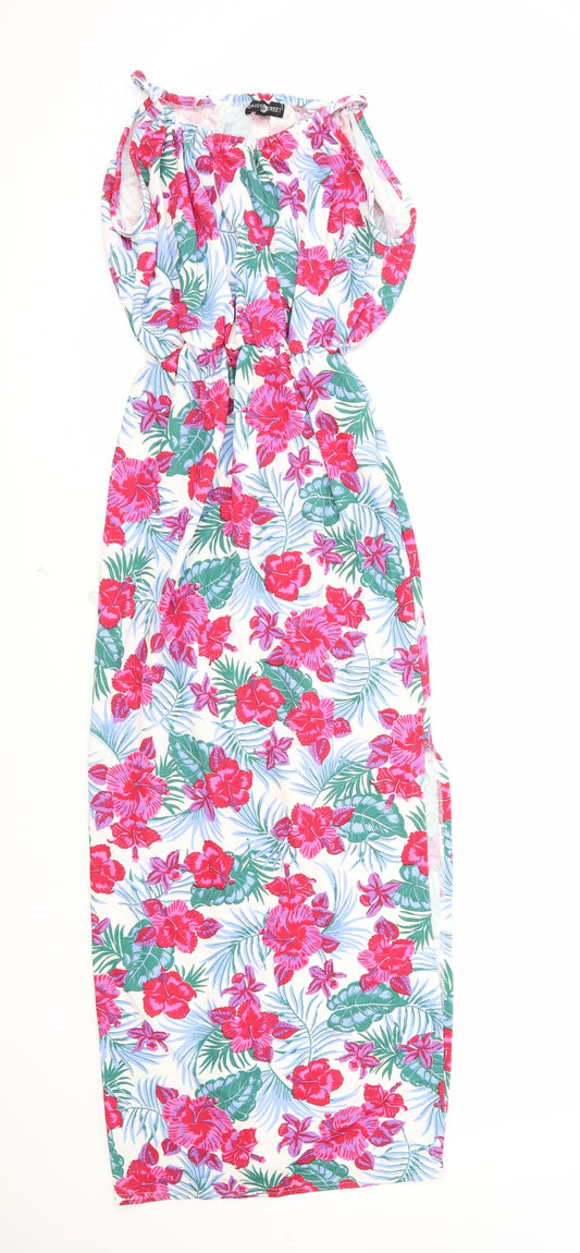 Daisy Street Womens Multicoloured Floral Polyester A-Line Size 10 Boat Neck Pullover
