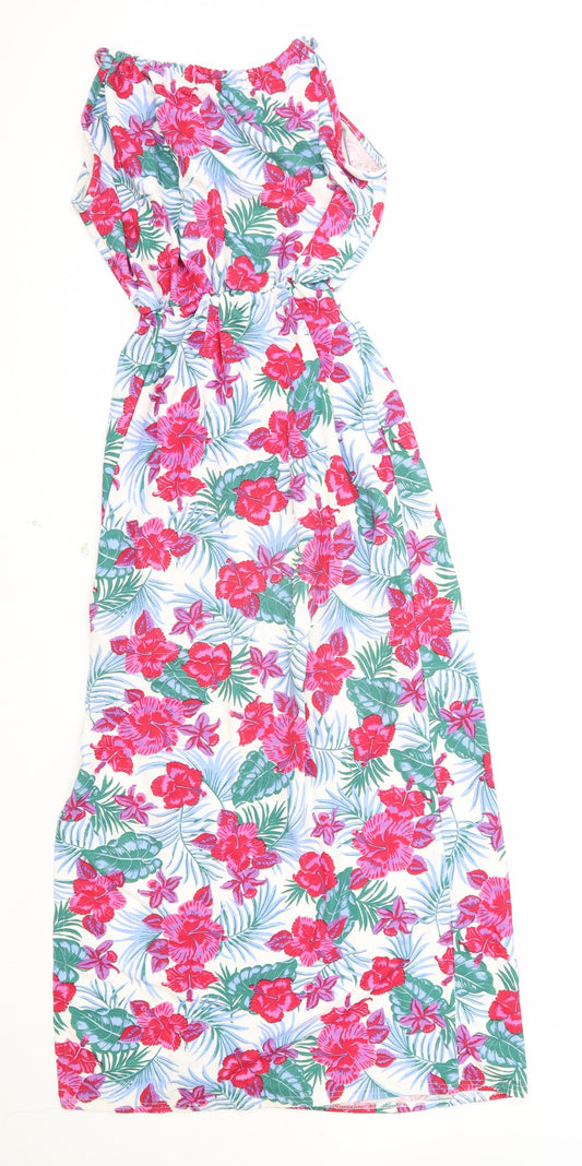 Daisy Street Womens Multicoloured Floral Polyester A-Line Size 10 Boat Neck Pullover