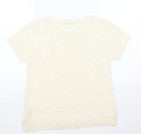 Womens UK Size 14 M&Co White Pullover Jumper