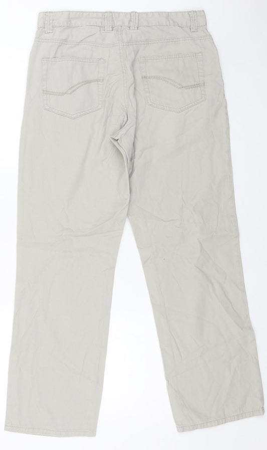 Easy Mens Beige Cotton Straight Jeans Size 32 in L28 in Regular Button