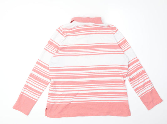 DASH Womens Pink Collared Striped Cotton Henley Jumper Size 12