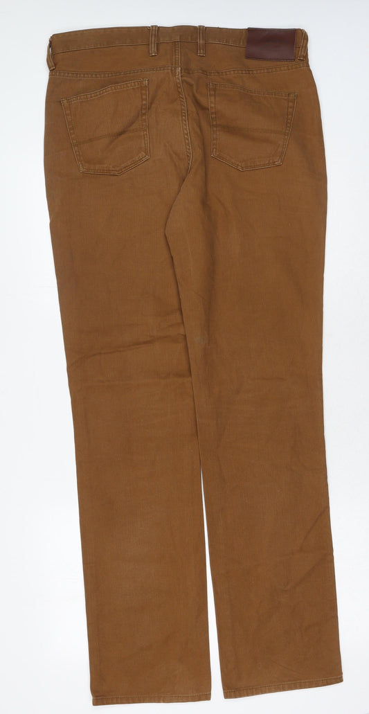 Hammond & Co Mens Brown Cotton Straight Jeans Size 36 in Regular Button
