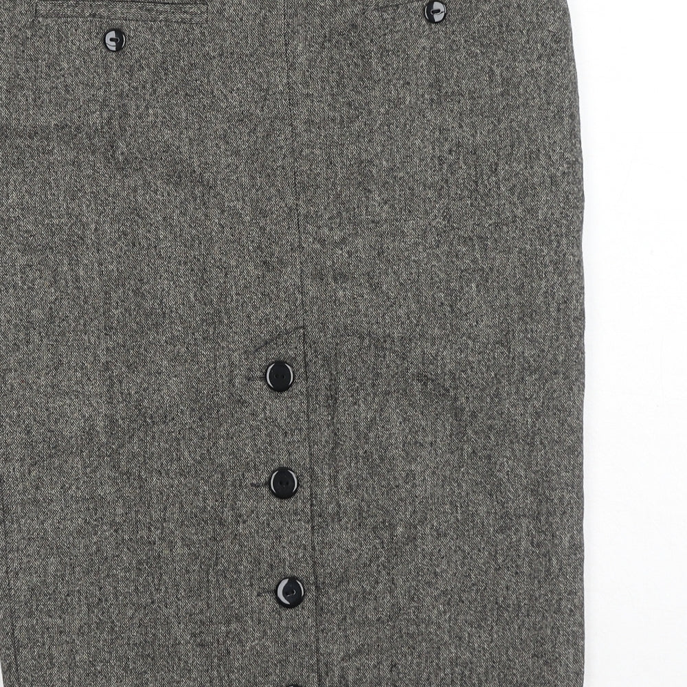 Miss Selfridge Womens Brown Acrylic Straight & Pencil Skirt Size 10 Button