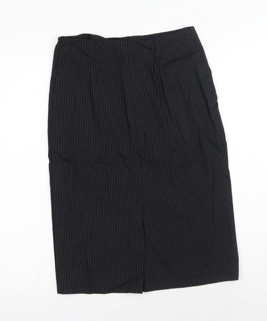 Mint Velvet Womens Black Striped Cotton Straight & Pencil Skirt Size 8 Zip