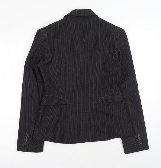 NEXT Womens Grey Striped Polyester Jacket Blazer Size 12