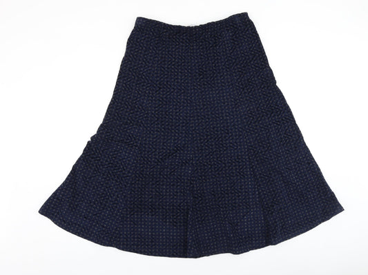 Classic Womens Blue Geometric Viscose Swing Skirt Size 31 in