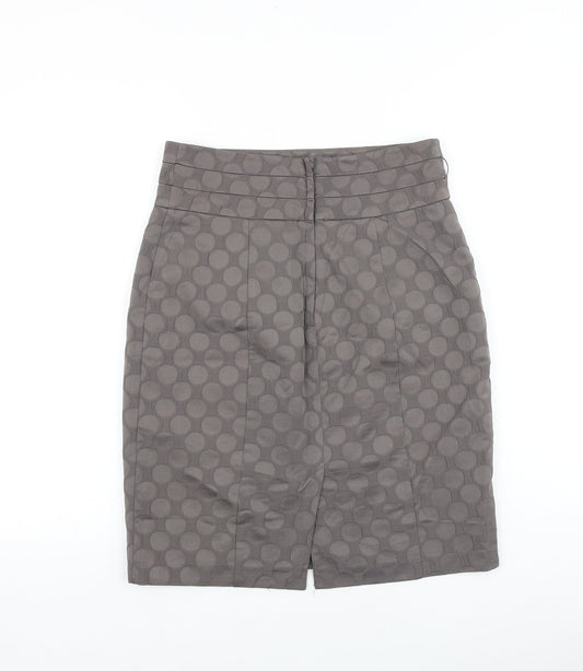 H&M Womens Grey Polka Dot Polyester Straight & Pencil Skirt Size S Zip