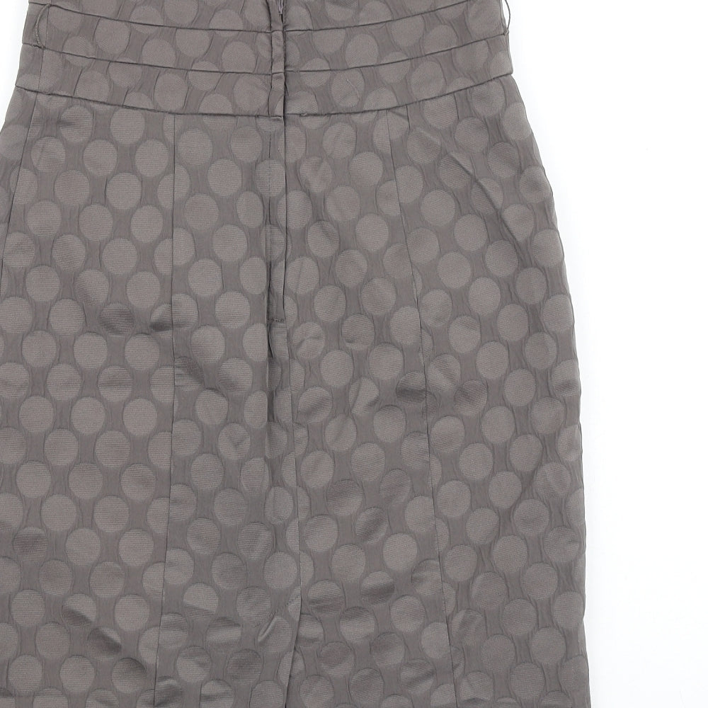 H&M Womens Grey Polka Dot Polyester Straight & Pencil Skirt Size S Zip