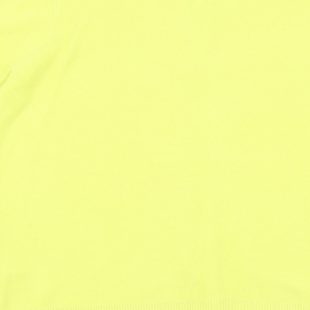 BHS Womens Yellow Round Neck 100% Cotton Cardigan Jumper Size 14