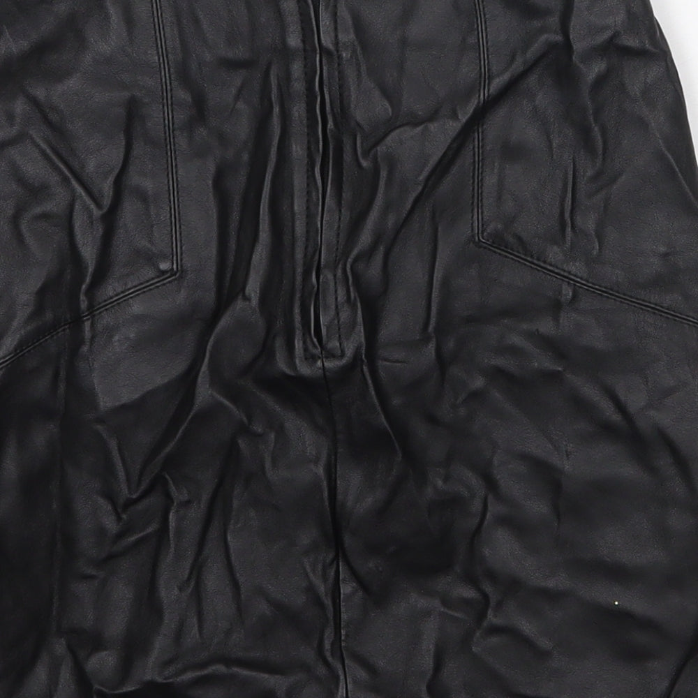 ASOS Womens Black Polyurethane Bandage Skirt Size 8 Zip