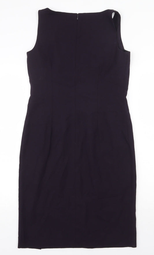 NEXT Womens Blue Polyester Pencil Dress Size 10 V-Neck Zip