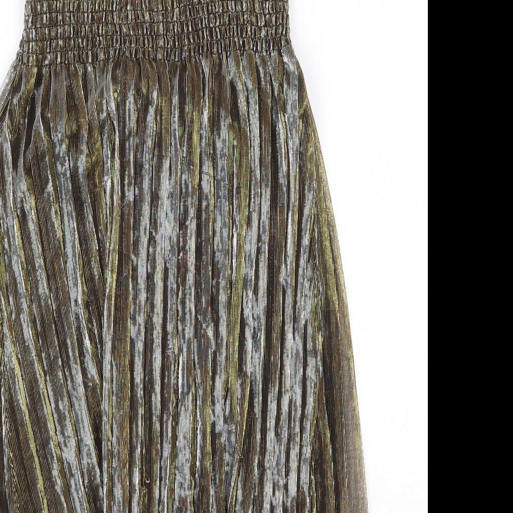 H&M Womens Gold Polyester Ball Gown Size S Square Neck Pullover