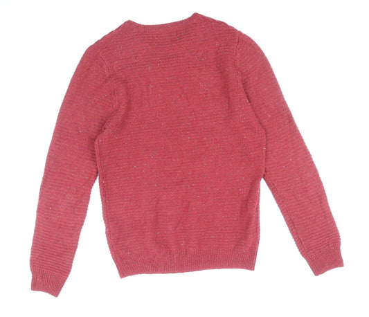 Cedar Wood State Mens Red Round Neck Acrylic Pullover Jumper Size S Long Sleeve