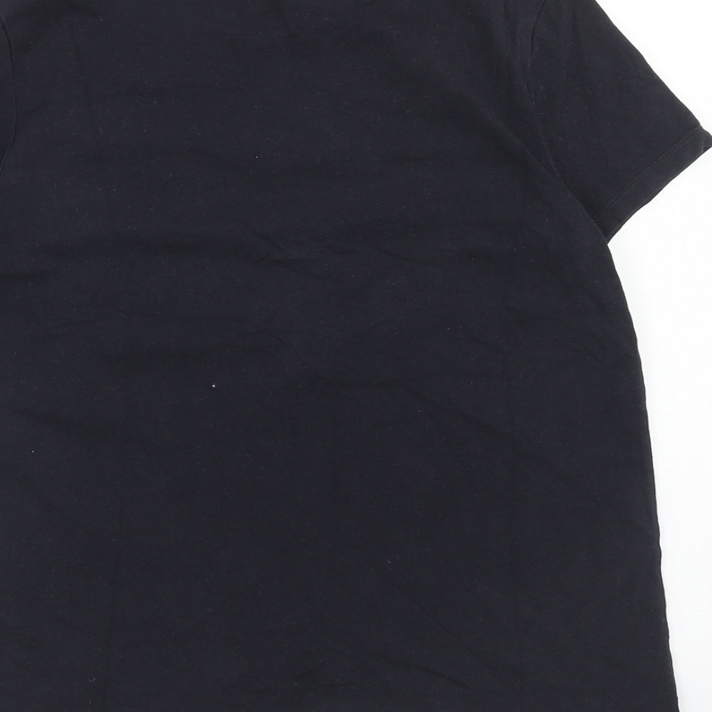 F&F Womens Blue Cotton Basic T-Shirt Size 10 Scoop Neck - Flower Motif